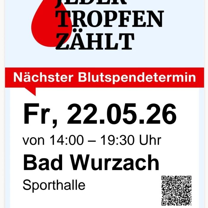 Bald ist wieder Blutspende in Bad Wurzach 🩸 sicher dir jetzt deinen Termin 👉🏼 https://share.google/cNlKFFy2PqR3tgmbj 
#drk #deutschesroteskreuz #blutspende #blutspendenrettetleben #retteduleben