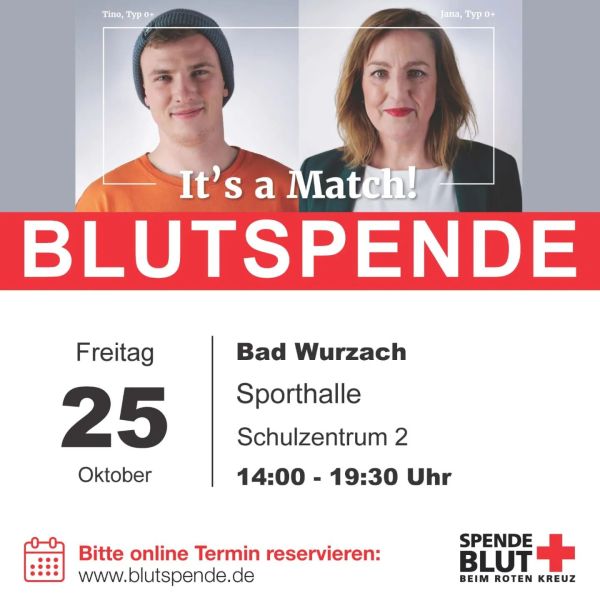 Am Freitag ist wieder Blutspende 
Es gibt noch freie Termine! Sicher dir jetzt deinen ❤️ unter www.blutspende.de 
#drk #deutschesroteskreuz #blutspende #blutspendenrettetleben #badwurzach #gutestun